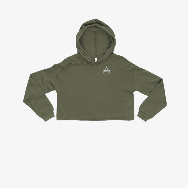 Crop Hoodie - Olive Green - Illusion Apparel Co.