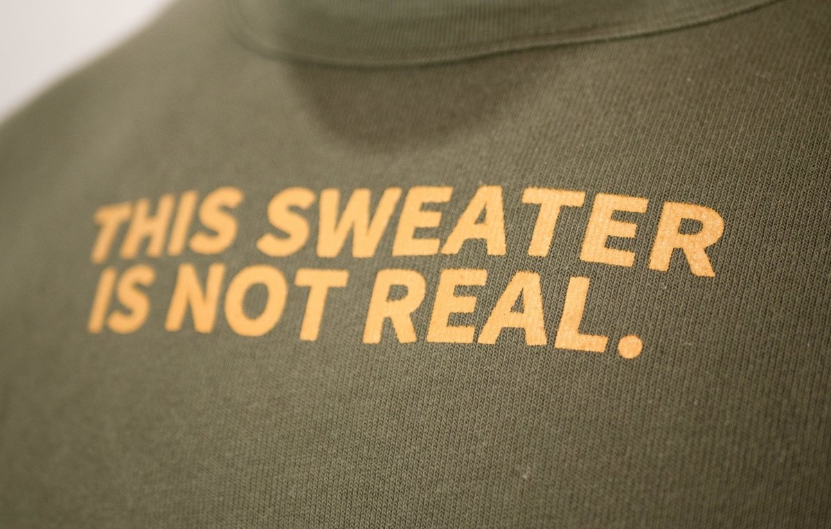 THIS SWEATER IS NOT REAL CREWNECK SWEATSHIRT - ARMY GREEN - Illusion Apparel Co.